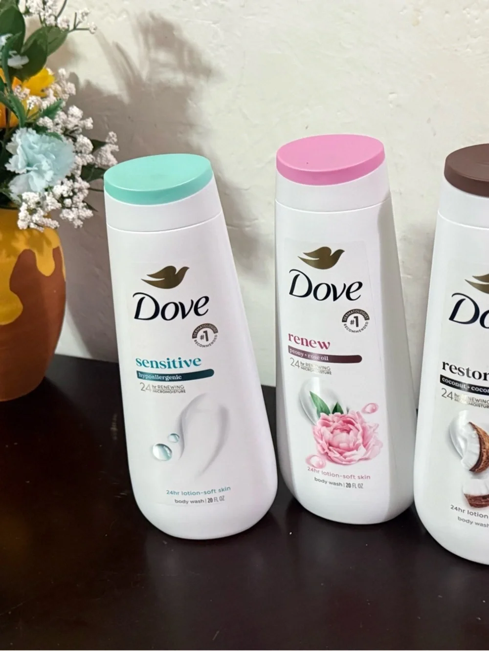 Dove Body Wash - Sensitive, Renew, Restore Variety (White)